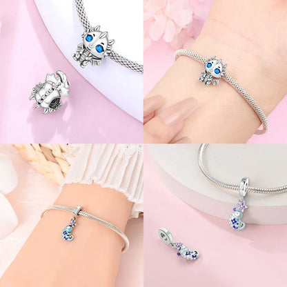 Charms der Drachen-Serie, 925er Silber, Flugsaurier, Tyrannosaurus, Chamäleon-Charm-Anhänger, passend für Original-Armbänder, DIY-Schmuckherstellung