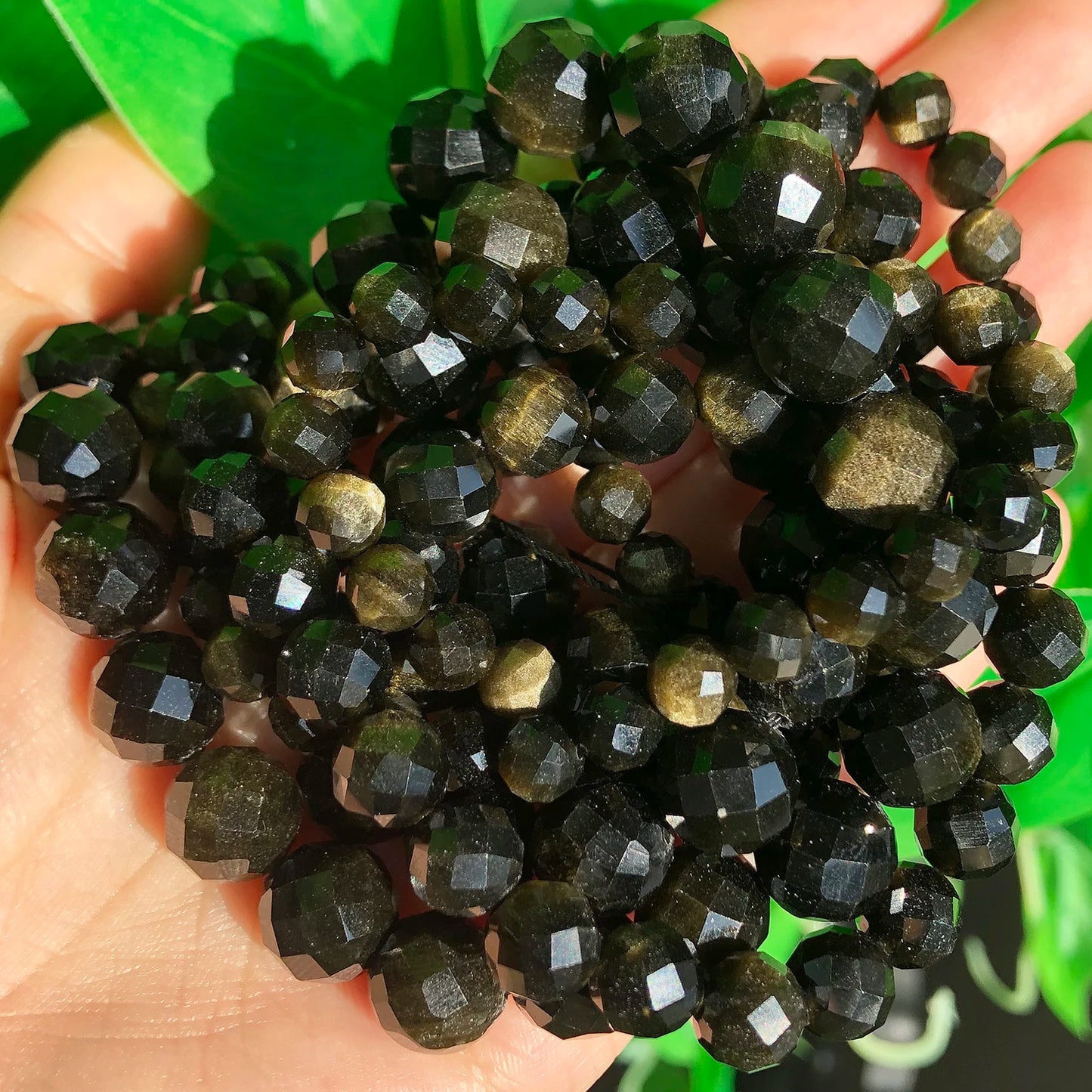 Natürliche Gold Farbe Obsidian Echte Stein Perlen Facettierte Lose Spacer Perlen für Schmuck DIY Machen Charms Armband Zubehör