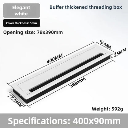 1 Stück rechteckige Schreibtisch-Kabeldurchführungen aus Aluminiumlegierung, Abdeckung für Kabelloch, Kabelauslass, Oberflächen-Tischkabelloch, Möbelbeschläge
