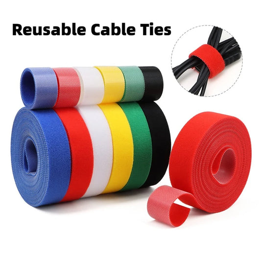 5m/Rolle Kabelbinder 10/15/20/25mm Wiederverwendbare Schlaufenbinder Selbstklebende Nylon-Bänder Organizer-Clip Kabelbefestigungsband Management
