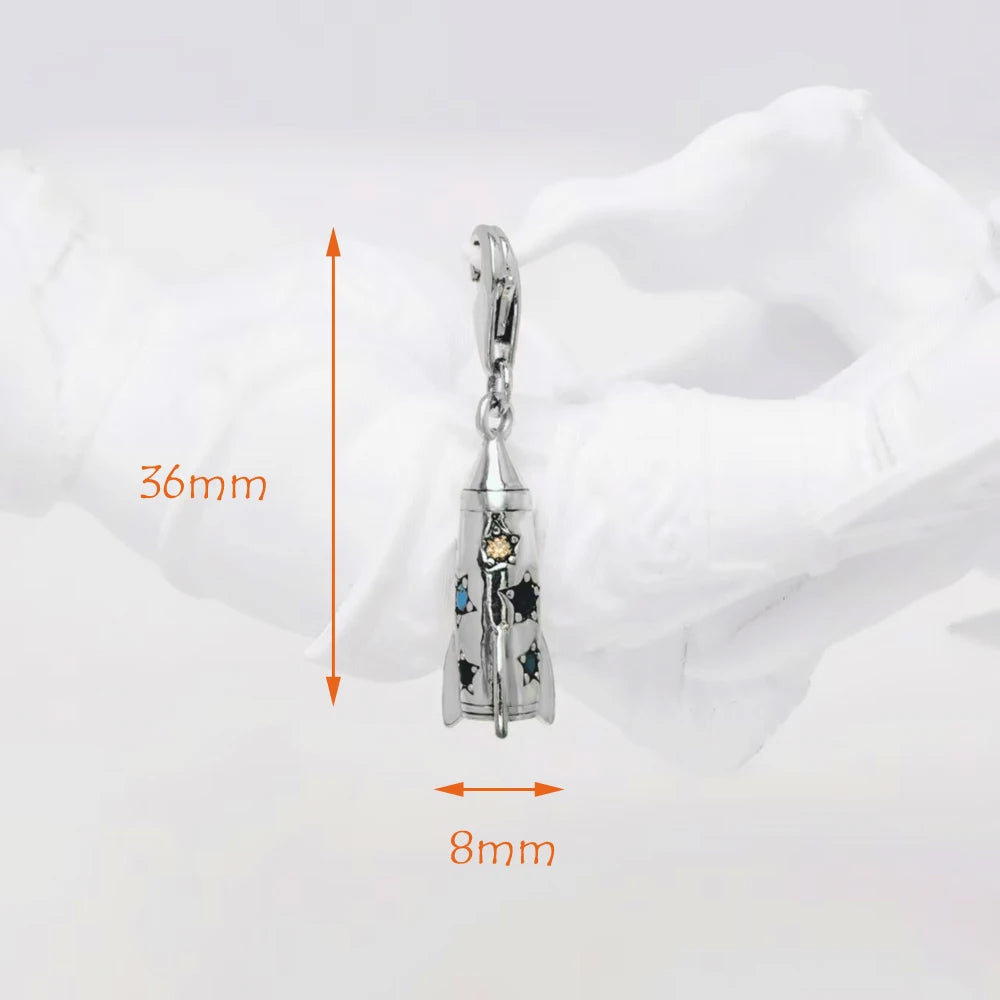 Neuer bunter Raketen-Anhänger, baumelnder Charm, 925er Sterlingsilber, Modeschmuck für Damen und Herren, trendiges Geschenk