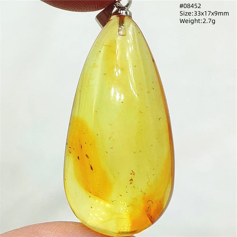 Natürlicher Piebald-Bernstein-Anhänger, gelber Bernstein, 36 x 23 x 14 mm, Edelstein-Anhänger, Halskette, Schmuck, AAAAA