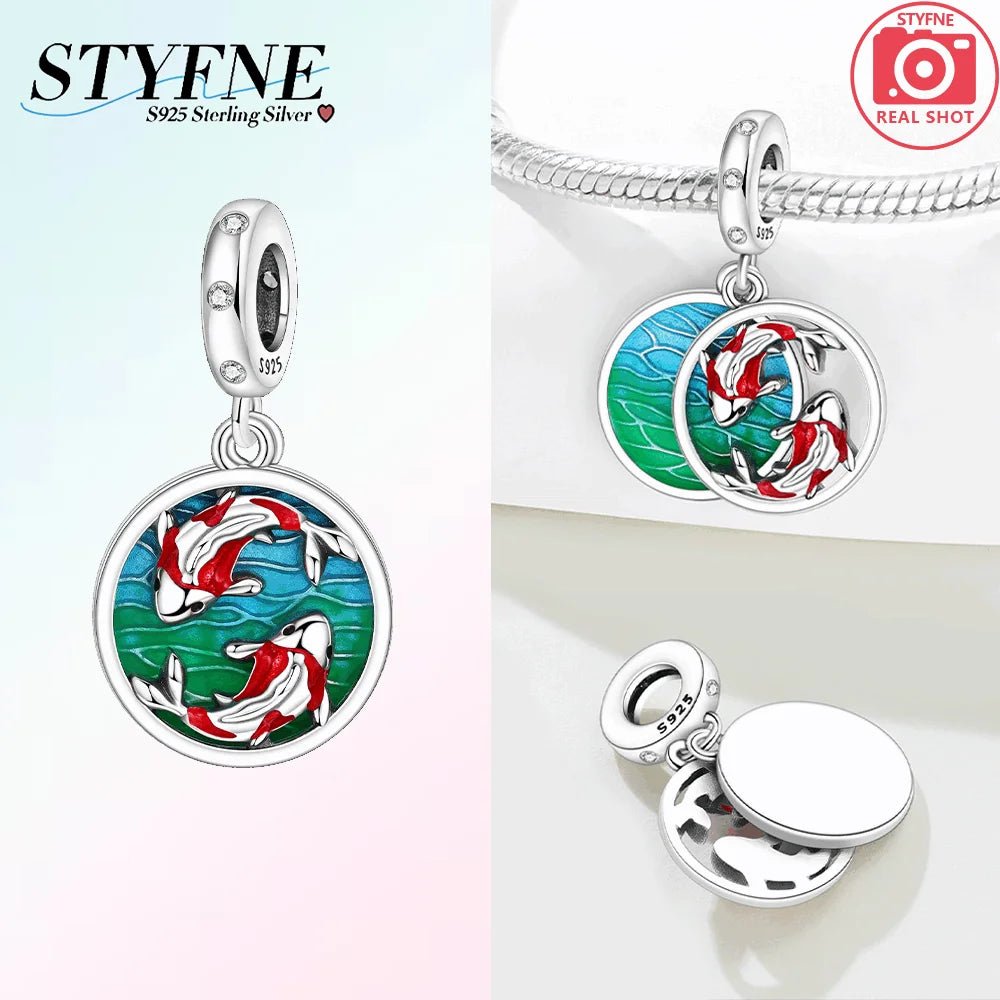 Charm-Anhänger aus 925er Silber, Ozean-Serie, Meerjungfrau, Schildkröte, Delfin, Ruder, Perlen, Anhänger, passend für Armbänder, Zubehör, Perlenschmuck, schönes Geschenk