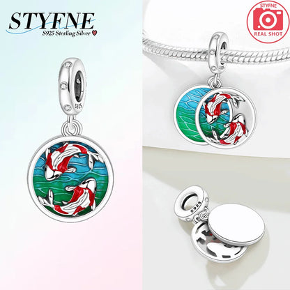 Charm-Anhänger aus 925er Silber, Ozean-Serie, Meerjungfrau, Schildkröte, Delfin, Ruder, Perlen, Anhänger, passend für Armbänder, Zubehör, Perlenschmuck, schönes Geschenk