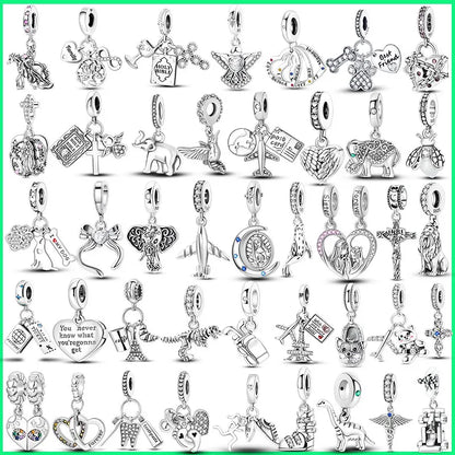 Charms aus 925er-Sterlingsilber, Flugzeug, Reisepass, Elefant, Perlenanhänger, passend für Original-Armbänder, für Frauen, Geburtstag, Modeschmuck, Geschenk