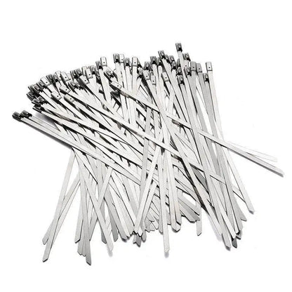 100 Stück 4,6 Edelstahl-Kabelbinder mm selbstsicher nde Hochleistungs-Kabelbinder Mehrzweck-Metall-Auspuffwickel-Verriegelung binder