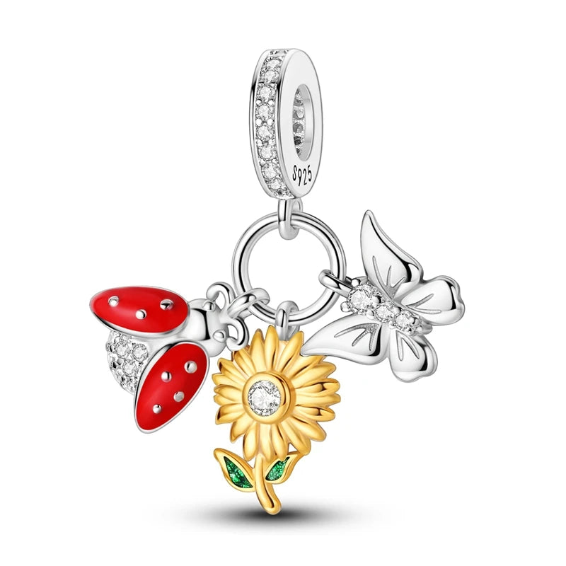 Heißer Verkauf 925er Sterlingsilber Blauwal & Marienkäfer & Engel baumelnder Charm für Armband Boutique Halskette MiNi-Serie Anhänger Geschenk