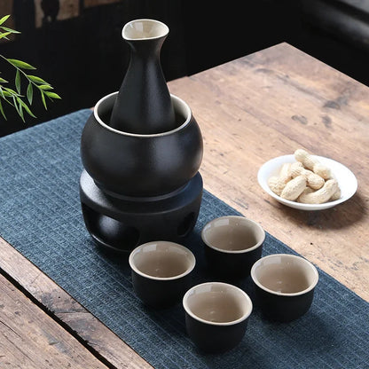 Keramik Sake Set Tassen mit wärmer halten Sake Lagerung Geschenk box, traditionelle Porzellan Keramik heißes Saki Getränk