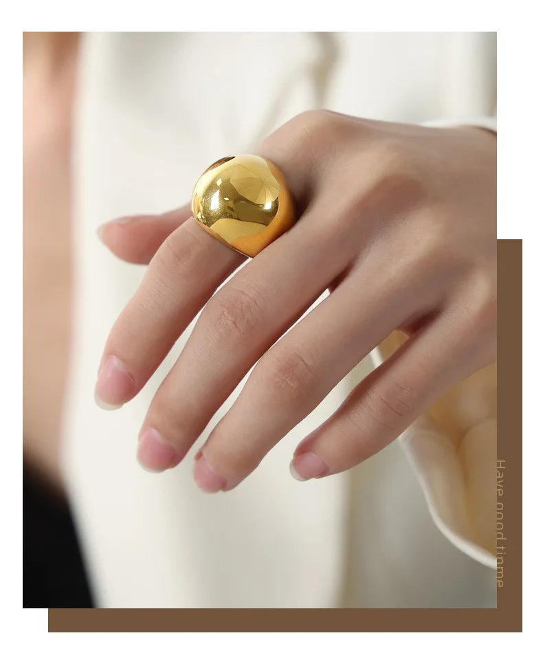 Mode Frauen Edelstahl Ring Oval Weibliche Luxus Ring Punk Zubehör Ästhetik Schmuck Party Geschenk Großhandel