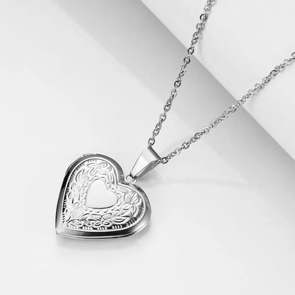 Vintage Edelstahl Offenes Herz Anhänger Halskette Für Frauen Und Mädchen Schmuck Zubehör Geschenk