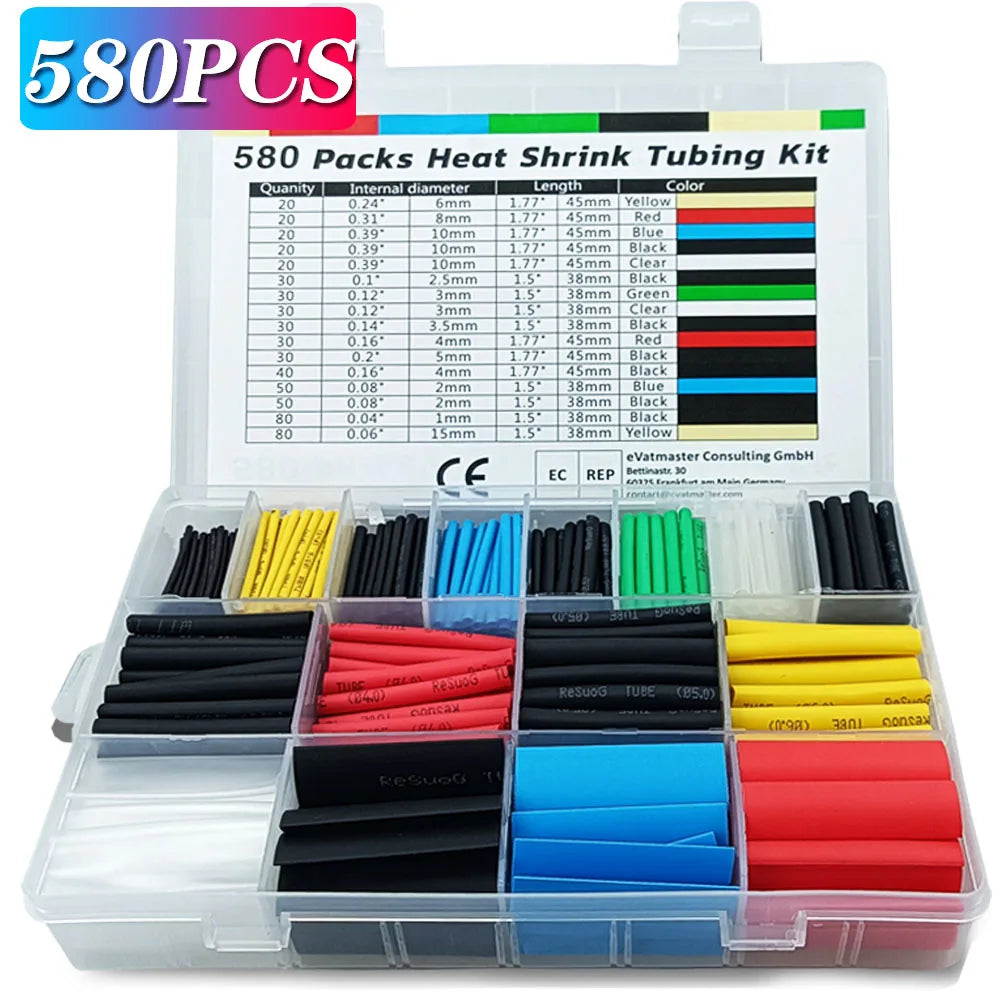580/328/127PCS Schrumpfschläuche kit 2:1 Schrumpf Draht Schrumpfen Wrap Schläuche Draht Verbinden Abdeckung Schutz mit Heißluft Pistole