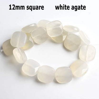 44 Arten weiße Chalcedon-Jade-Achat-Perle, Naturstein, Rondelle-Würfel, facettierte lose Perlen für Schmuckherstellung, Armbänder, Zubehör