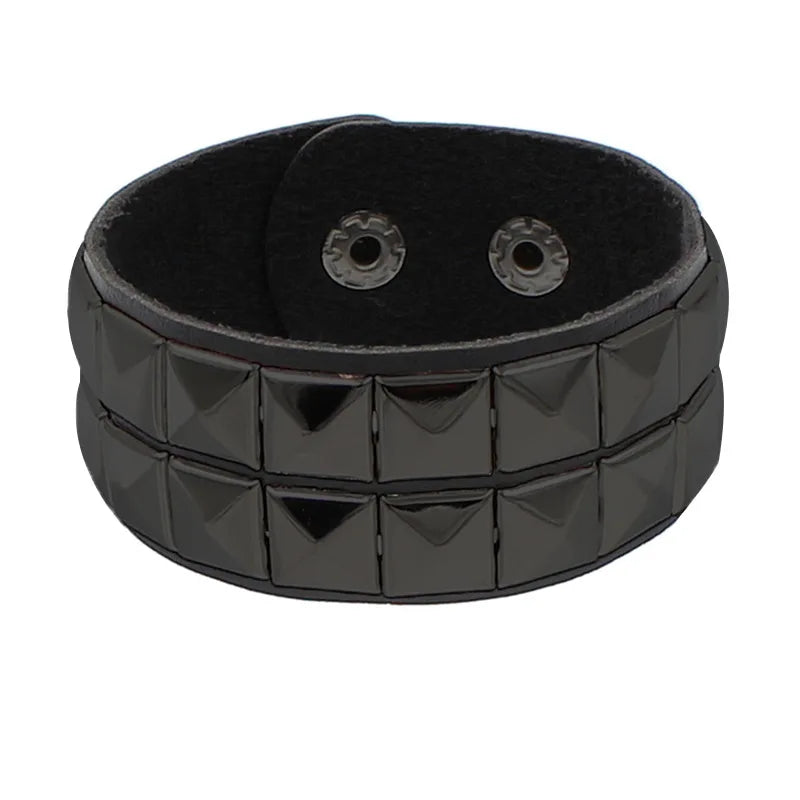 2022 Gothic Punk Mode Pu Leder Armband Schwarz Breite Manschette Armbänder Armreifen Vintage Punk Armband Männer Schmuck