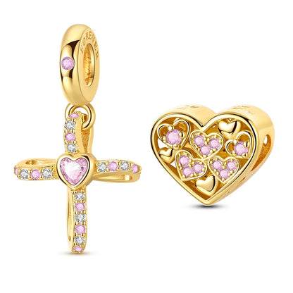 Goldfarbene Charms aus 925er Sterlingsilber, original goldene Sicherheitskette, runder Abstandshalter-Clip-Charm, DIY-Schmuck für Damen, Armband, Geschenk
