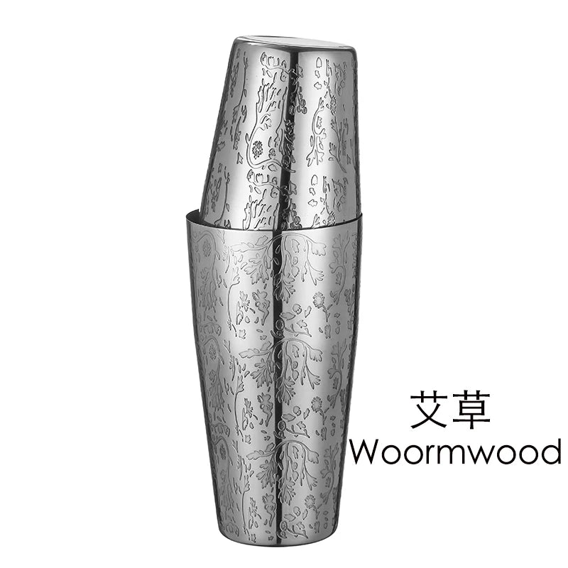 2-teiliges Boston Cocktail Shaker mit Ätzmuster, Bar-Cocktail-Shaker-Blech-Set – 800 ml und 500 ml