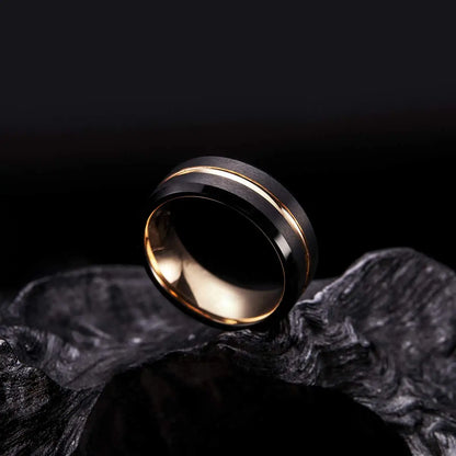 Moderne 8mm Schwarz Titan stahl Ringe für Männer Frauen Nut Facetten Edelstahl Männer Ring Hochzeit Band schmuck Großhandel