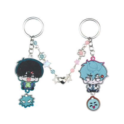 Anime Alien Stage IVAN & TILL Schlüsselanhänger Herz Schleife Handyanhänger Perlen Schlüsselanhänger Vielseitiger Rucksack Dekoration Zubehör Geschenke