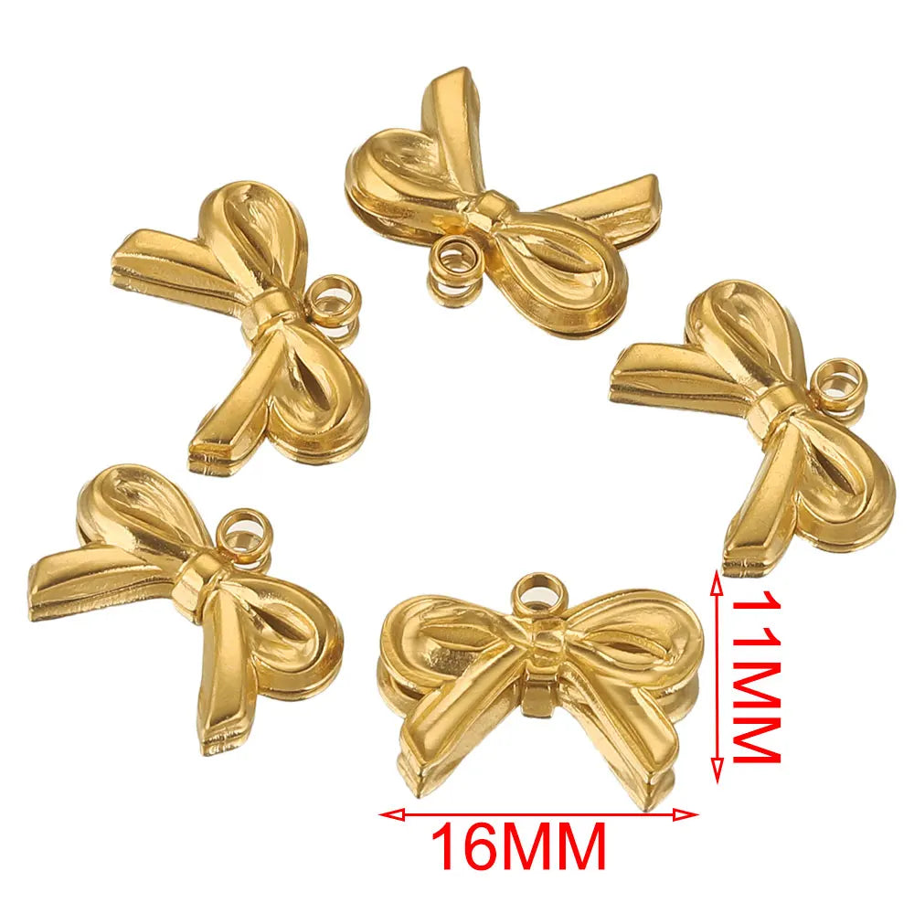 5 Stück Edelstahl Charms Bogen Charm vergoldet Charm DIY Ohrringe Armband Schmuckherstellung Materialien Handwerk Großhandel Bulk