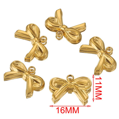5 Stück Edelstahl Charms Bogen Charm vergoldet Charm DIY Ohrringe Armband Schmuckherstellung Materialien Handwerk Großhandel Bulk