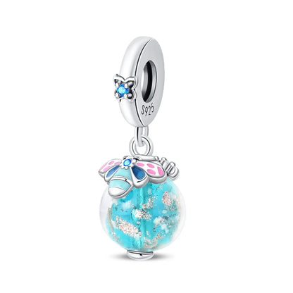 Blaue Serie 925er Sterling Jungfrau Maria Schleife Chamäleon Tanzschuhe Flugzeug Ticket Charm passend für DIY Armband Halskette süße Geschenke