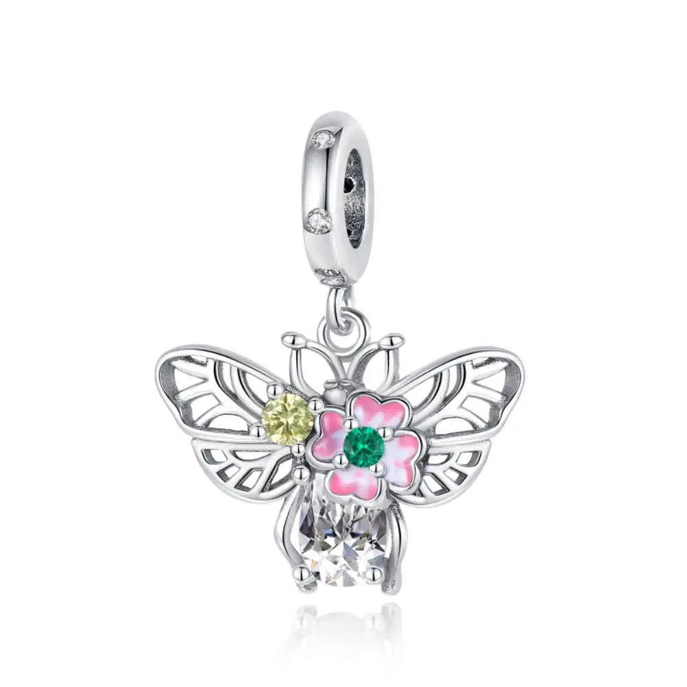 Glänzende Schmetterlingsanhänger aus 925er-Sterlingsilber mit flatternder Dunkelheit, passend für DIY-Armbänder, Halsketten, romantisches Geschenk, Paarung
