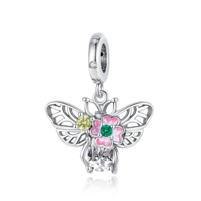 Glänzende Schmetterlingsanhänger aus 925er-Sterlingsilber mit flatternder Dunkelheit, passend für DIY-Armbänder, Halsketten, romantisches Geschenk, Paarung