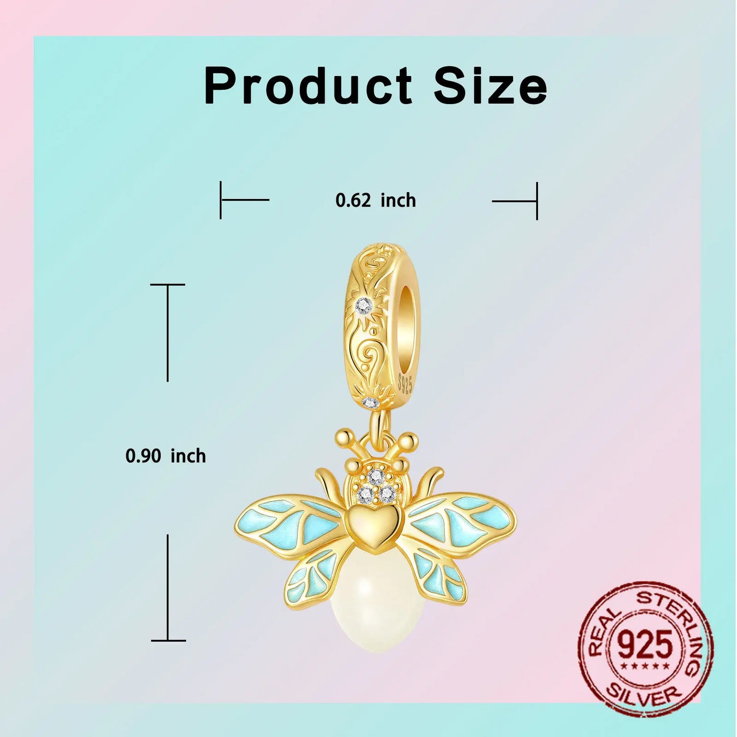 Leuchtender baumelnder Charm mit Frühlingsthema, 925er Sterlingsilber, Biene-Honeypot-Anhänger für Armband, Halskette, DIY-Charms, Schmuck
