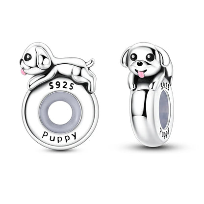 Lucky Clover Clip Charms 925 Sterling Silber Original Black Cat Stopper Clamp Silikon Spacer Charm für DIY Schmuck Armband