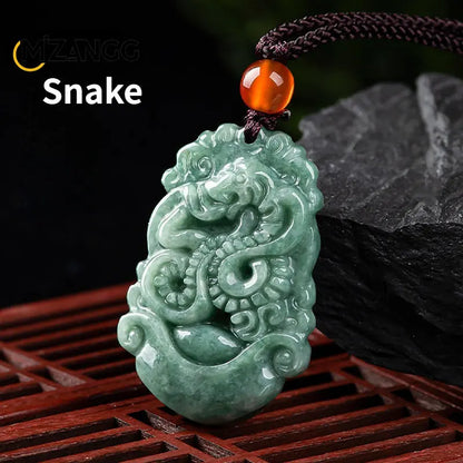 Natürliche eine Ware Jadeit zwölf chinesische Tierkreis Ratte Tiger Anhänger Schmuck hand geschnitzte benutzer definierte Maskottchen Schmuck Jade Halskette Geschenk