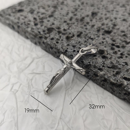 Neues Design 18K vergoldeter wasserdichter Jesus-Kreuz-Anhänger aus Edelstahl für Männer, religiöse Charms