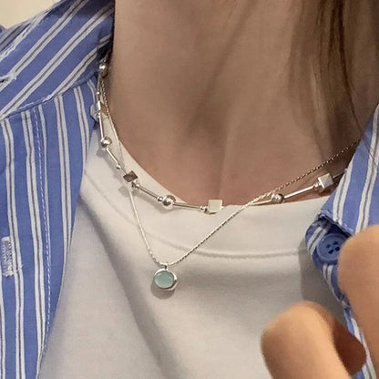 VENTFILLE 925 Sterling Silber Perle Geometrie Halskette für Frauen Mädchen Koreanische Design Vielseitig Halsband Schmuck Dropship Großhandel