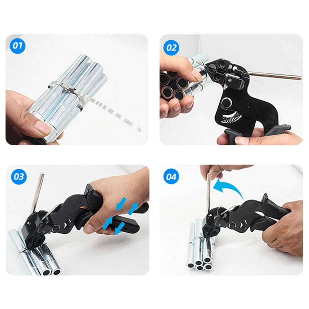 Automatisches Zip-Spannwerkzeug, Kabelbinder, Zange, Kabelbinder, Pistolen, Handbefestigungsband aus Edelstahl, Schneidwickel-Werkzeugset