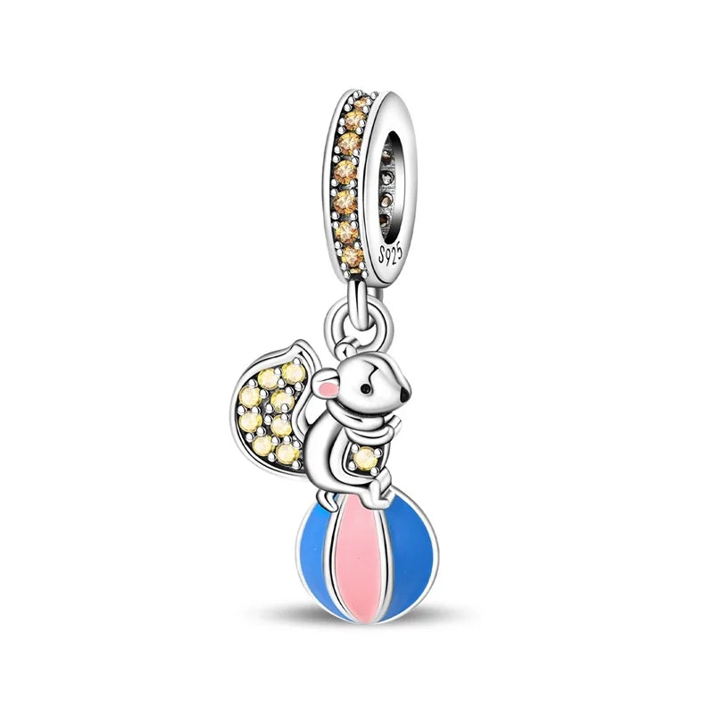 Vergnügungspark-Charm aus 925er-Sterlingsilber, Riesenrad, Achterbahn, Zirkus, Clown, Karussell, passend für DIY-Armbänder, Halsketten, Souvenir