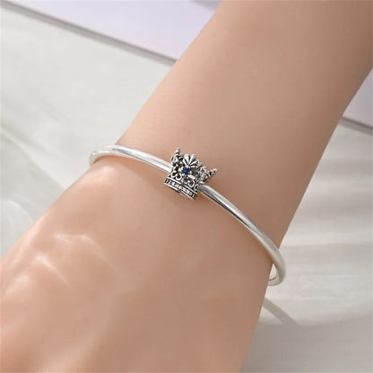 Klassische „King Of The Forest“-Perlen aus 925er-Sterlingsilber und glänzender roségoldener Kronen-Anhänger, passend für Armbänder, wunderschöne Schmuckgeschenke