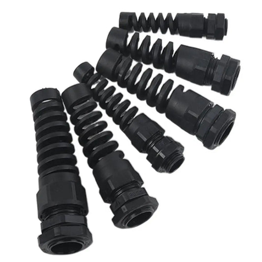 2 Stück schwarz wasserdichte Kabel verschraubung Anti-Biegung pg7 Kunststoff verbindung m12 m16 m20 Nylon torsion sichere Verbindung pg9 Kabel befestigungs verschraubungen