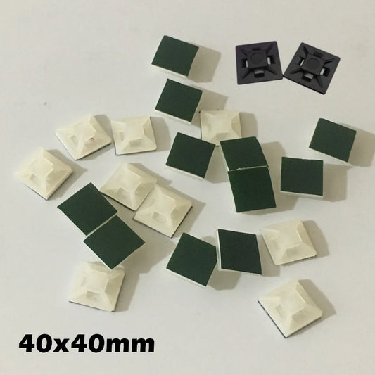 50 Stück 40 x 40 mm, 40 x 40 cm, weiß, schwarz, Nylong, quadratisch, Kunststoff, grün, selbstklebend, Drahtreißverschluss, fester Sitzhalter, Kabelbinder-Montagebasis