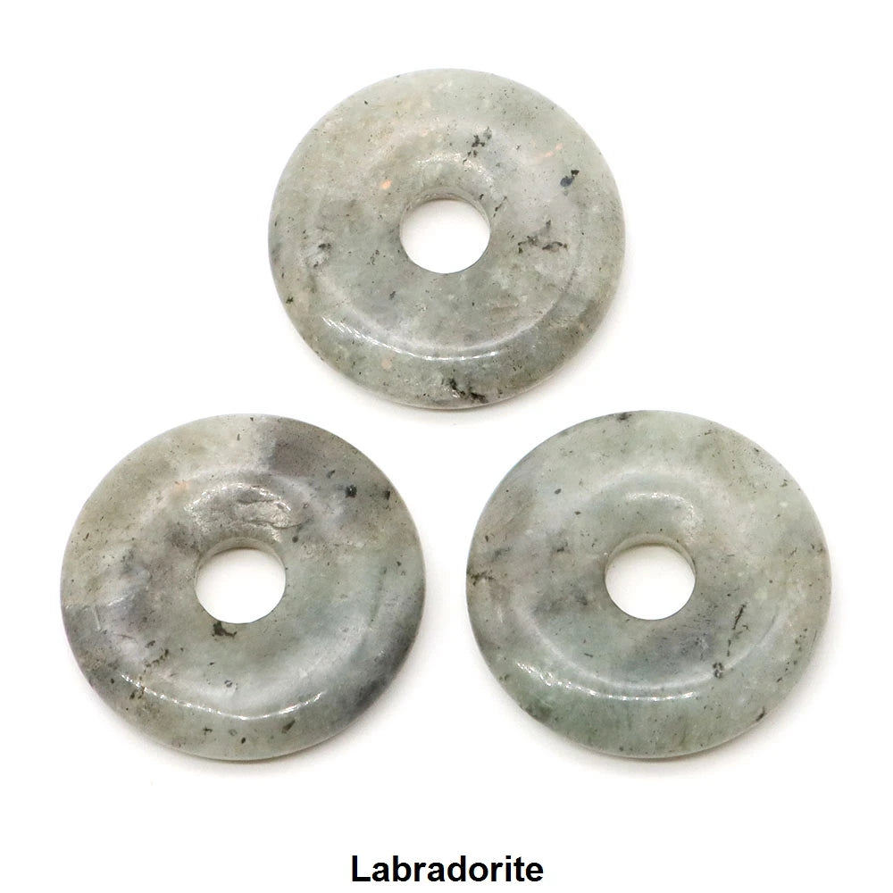 30 mm Donut-Naturstein, Heilkristall, Amethyst, Amazonit, Achat, Quarz, Edelstein für Kunsthandwerk, Zubehör, Glücksgeschenke
