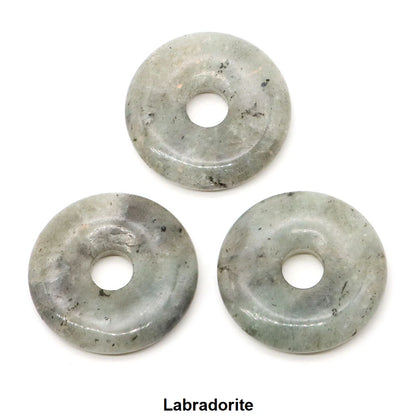 30 mm Donut-Naturstein, Heilkristall, Amethyst, Amazonit, Achat, Quarz, Edelstein für Kunsthandwerk, Zubehör, Glücksgeschenke