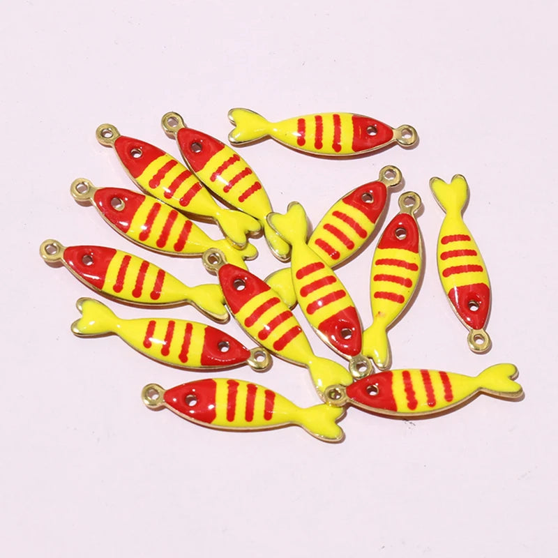 20 Stück 18x5mm Edelstahl Fisch Emaille Charms Anhänger Edelstahl DIY Schmuck Herstellung Zubehör Ergebnisse