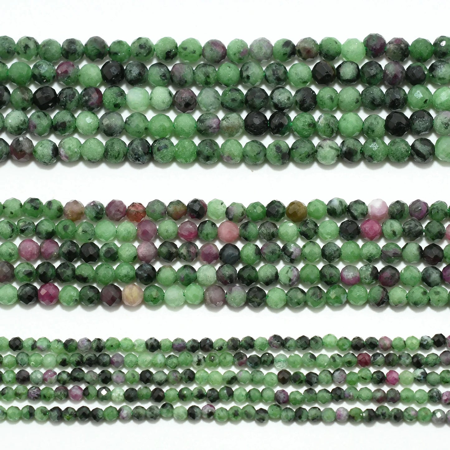 Natürliche Rubin-Zoisit-facettierte runde Perlen 2 mm, 3 mm, 4 mm