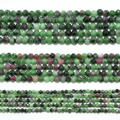 Natürliche Rubin-Zoisit-facettierte runde Perlen 2 mm, 3 mm, 4 mm