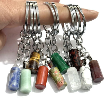 20 stücke Natürliche Raue Rohstein Kristall Quarz Schlüsselbund Frauen Männer Handtasche Hangle Auto Schlüssel Halter Raw Mineral Stein Schlüsselring schmuck