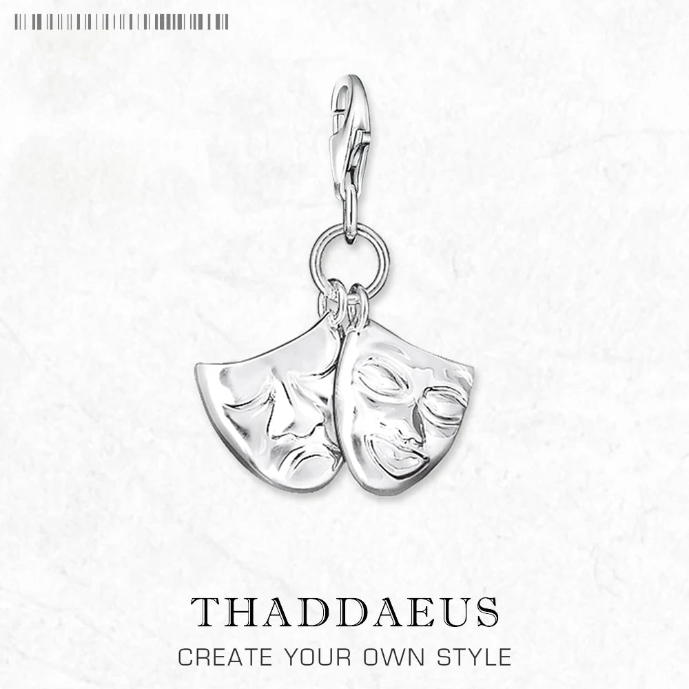 Theatermasken-Charms-Anhänger, Frühling, brandneuer europäischer Stil, 925er Sterlingsilber, Vintage-Modeschmuck, Club für Damen und Herren