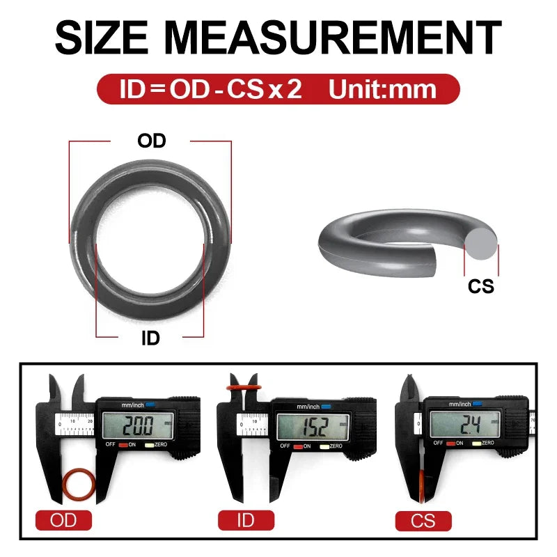 250 Stück EPDM-O-Ringe im Karton, CS1/1,5 mm, Außendurchmesser 3/4/5/6/7/8 mm, säure- und alkalibeständige, wasserdichte Dichtungen für die Reparatur von Maschinen und Ventilen