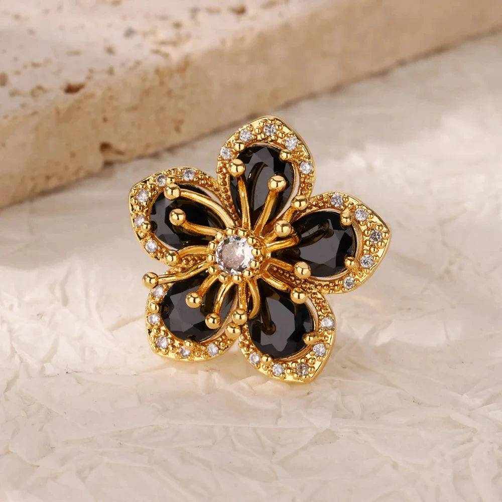 Luxus Edelstahl Ringe Vergoldet Bunte Stein Zirkon Kristall Herz Ring Für Frauen Hochzeit Boho Schmuck Weihnachtsgeschenk