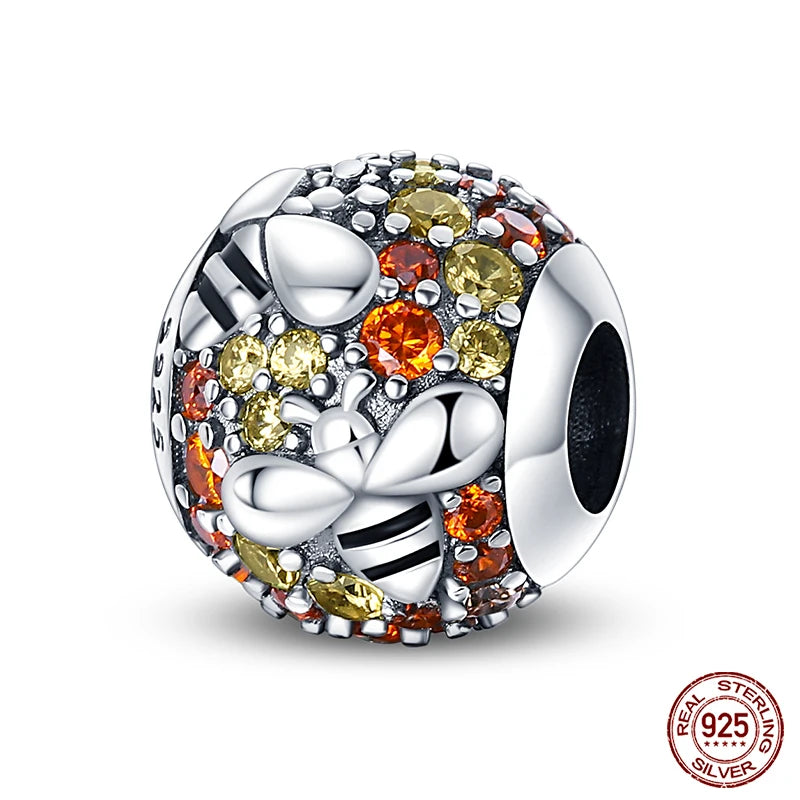 Fit 925 Original Armband 100 % 925 Sterling Silber Glänzende Bunte Zirkon Herz Charms Perlen Exquisite DIY Schmuck Geschenk