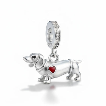 Charm-Anhänger aus 925er-Sterlingsilber, Dackel, Welpe, Wursthund, passend für Original-Charm-Armbänder, Frauen, DIY-Schmuck, Geschenk
