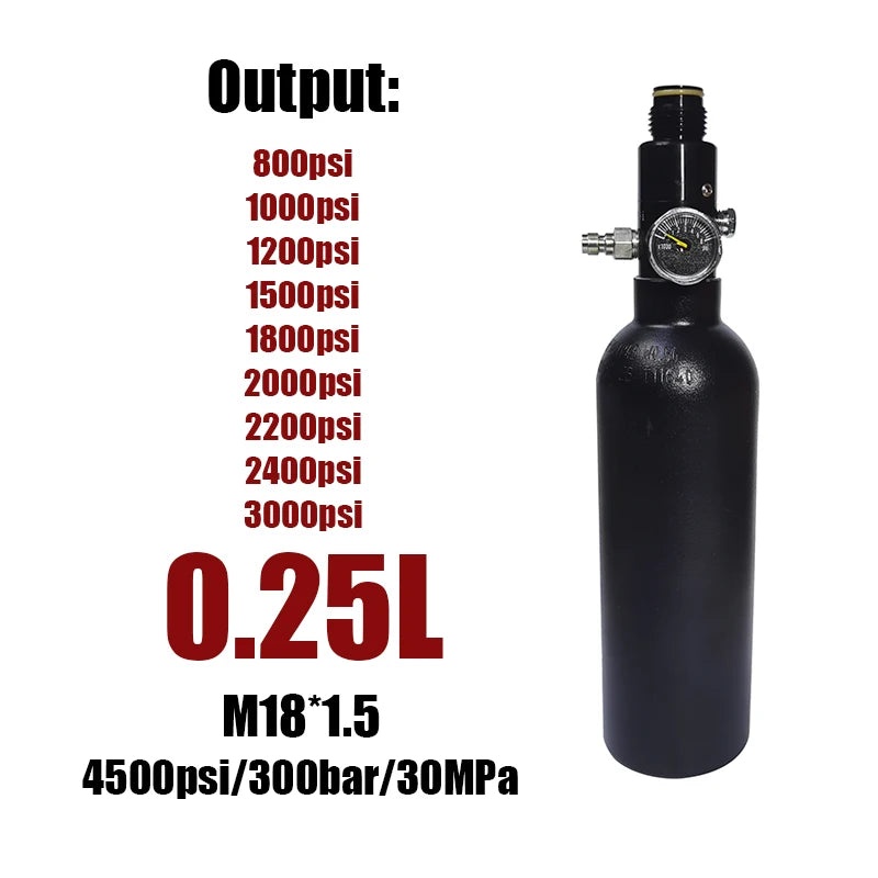 Drucklufttank CO2-Flaschenzylinder 0,25 l 0,35 l 0,5 l 4500 psi 30 MPa 300 bar M18 * 1,5 mit Reglerausgang 800 psi bis 3000 psi