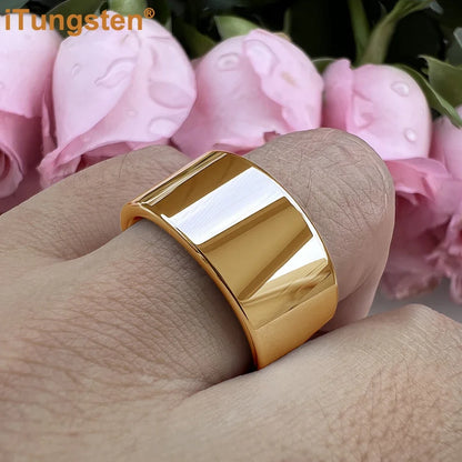 iTungsten 12mm Dropshipping Große Männer Ring Glänzende Wolfram Hochzeit Band Mode Schmuck Rohr Cut Poliert Komfort Fit