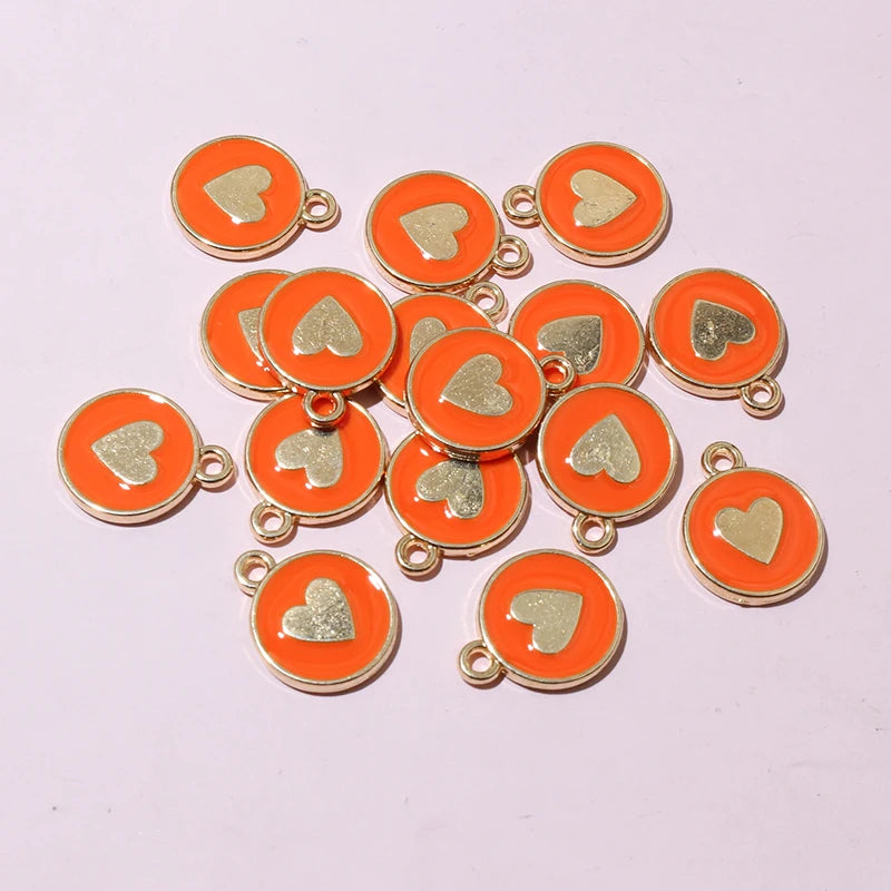 20 Stück Emaille Herz Charms Anhänger doppelseitig 14,5 x 12 mm DIY Schmuckherstellung Zubehör Erkenntnisse für Armband Ohrringe Halskette